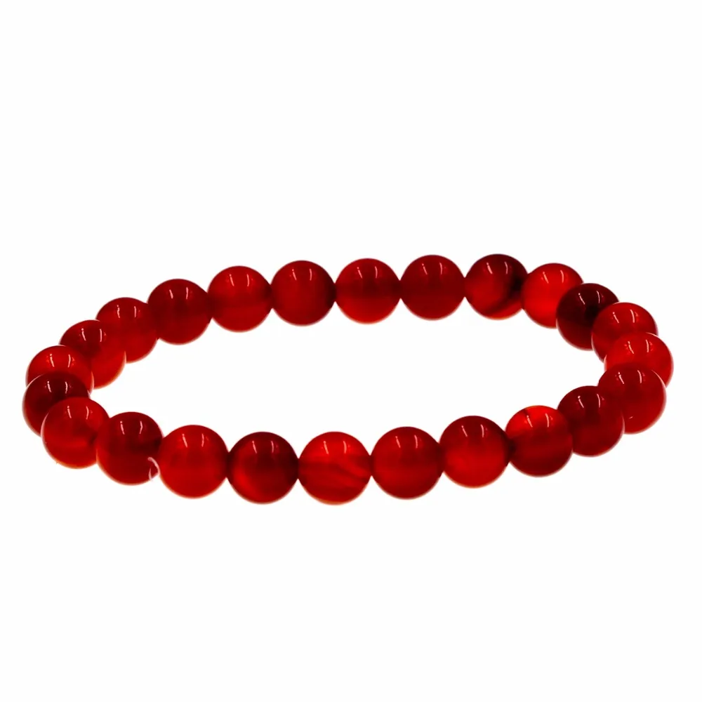 Слюнявчик ручной работы эластичный браслет из красного агата с бусинами
