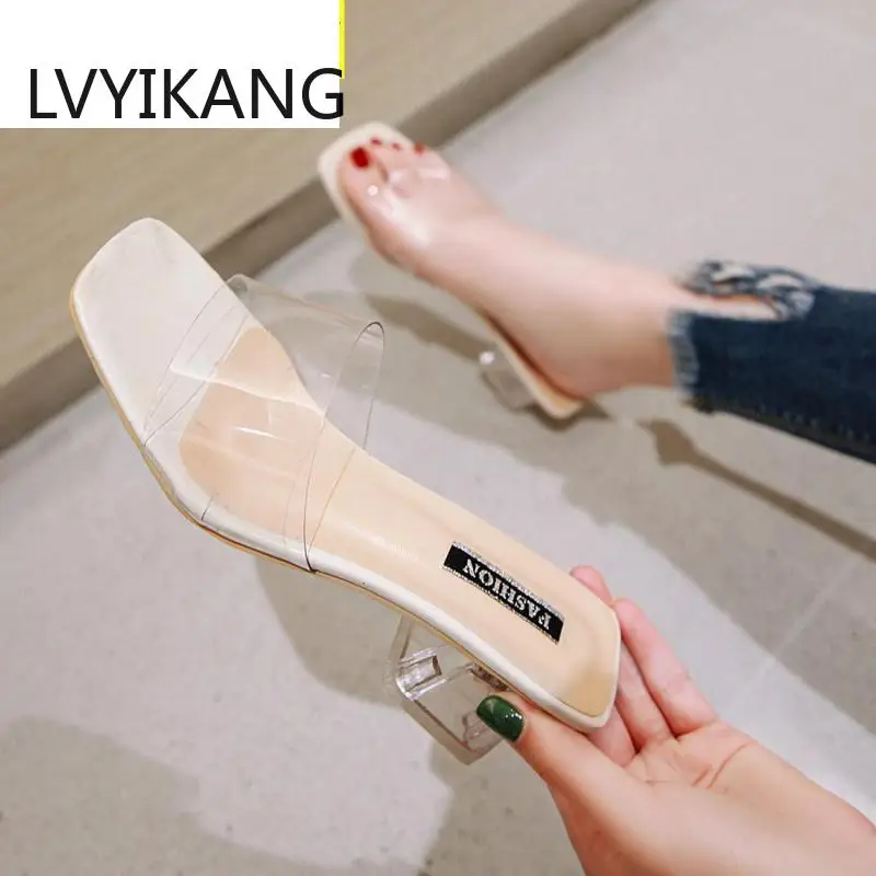 

Сандалии женские на высоком каблуке, пикантные прозрачные тонкие Босоножки с открытым носком, сандалии с ремешком на пятке, повседневная об...