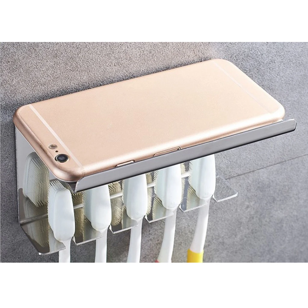 Настенный держатель из нержавеющей стали для зубной щетки пасты 5 отверстий |