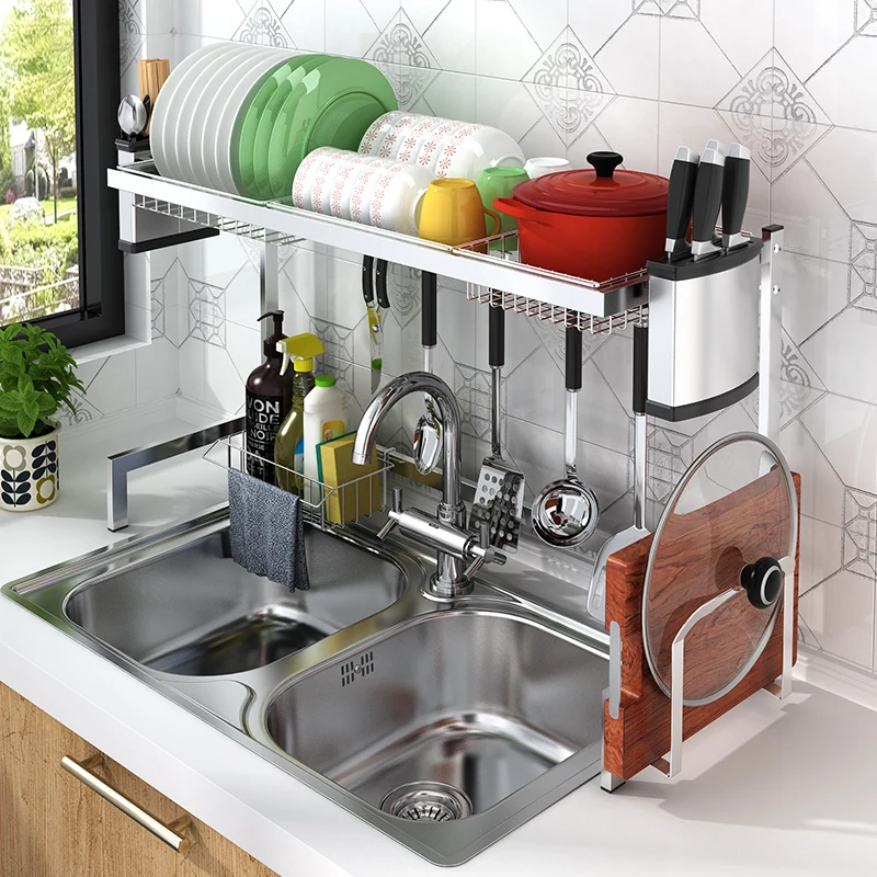 Кухонный Органайзер из нержавеющей стали полка для хранения посуды кухонные
