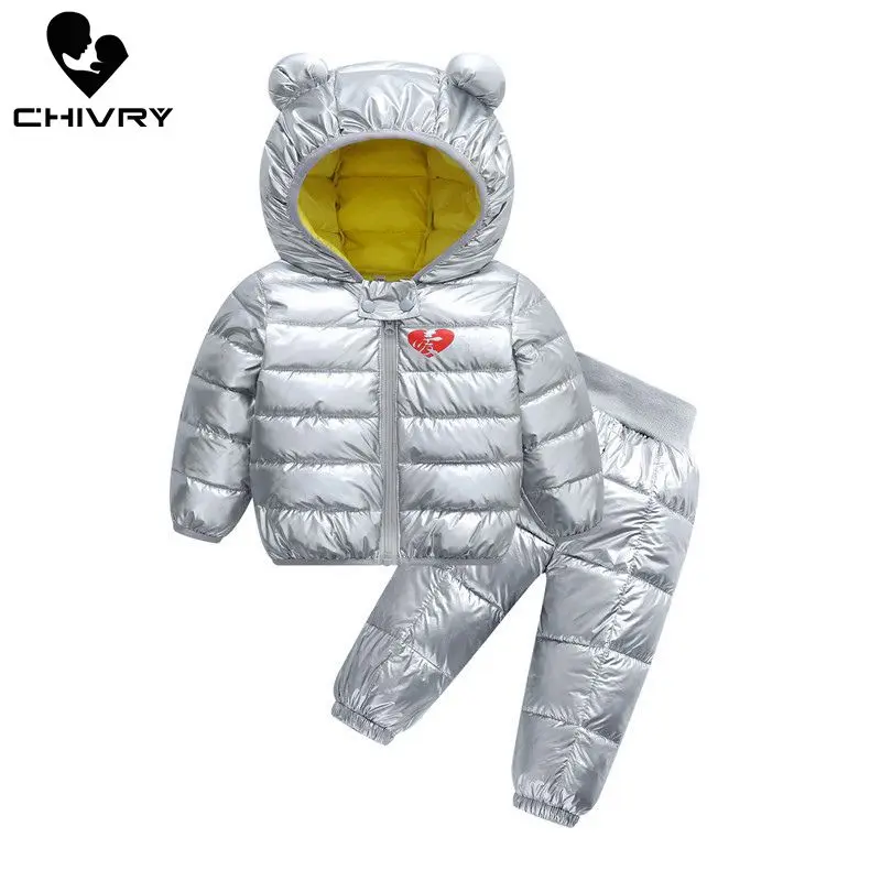 Новинка Сезон осень-зима На утином пуху для мальчиков и девочек куртка штаны