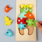 3 шт. деревянные 3D головоломки игрушки для детей животных деревянные пазлы интеллект Детские Ранние обучающие игрушки