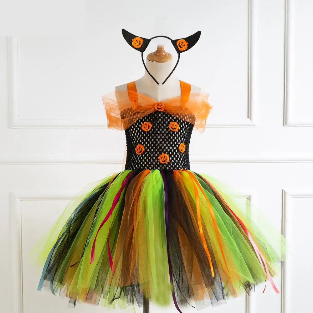 2019 детское платье-пачка с радужным черепом для девочек Нарядный костюм на