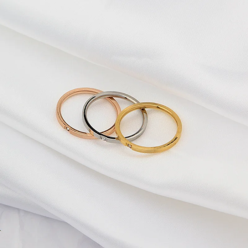 

Simple Design Fashion Vintage Stainless Steel Extra Fine Zircon Ring for Woman Men Light Luxurious Jewelry Gift Set 2021 Trend