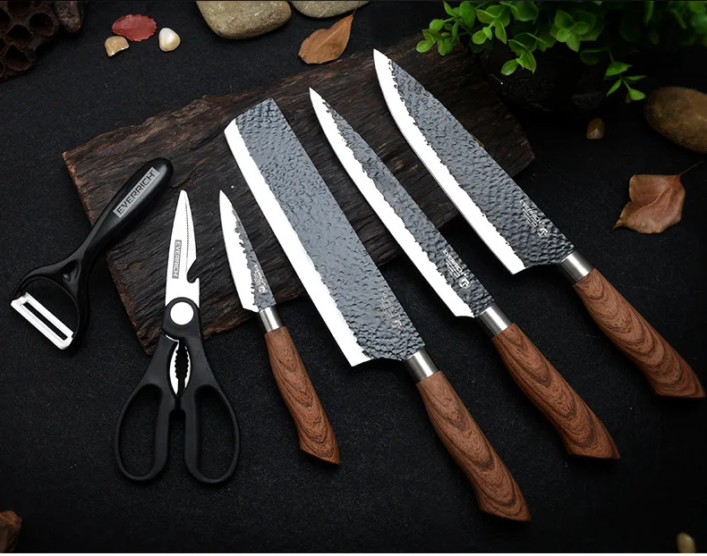 

Stainless Steel Kitchen Knives Set Forged Kitchen Knife Sets Scissors Ceramic Peeler Chef Slicer Nakiri Paring Knife Gift Case