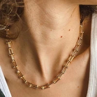 punk retro clavicle chains for women curb chain shape gold necklaces concise style costume jewelry accessoires 2021 trend
