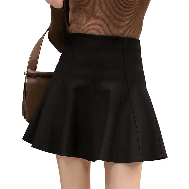 Женская модная мини-юбка в стиле преппи однотонные трапециевидные юбки с шортами