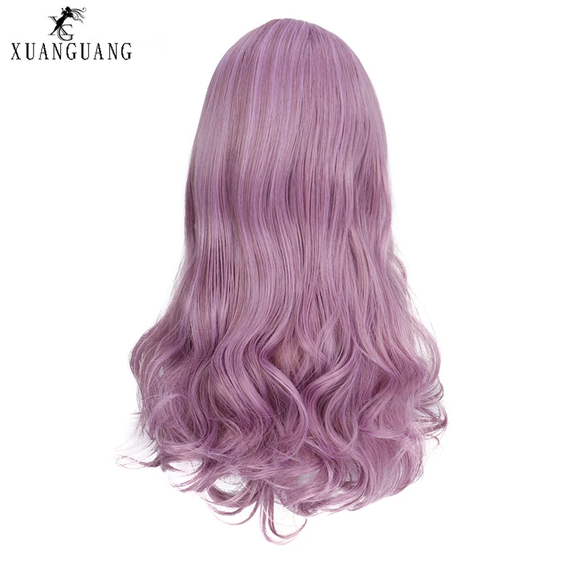 Длинный смешанный фиолетовый женский волнистый термостойкий синтетический