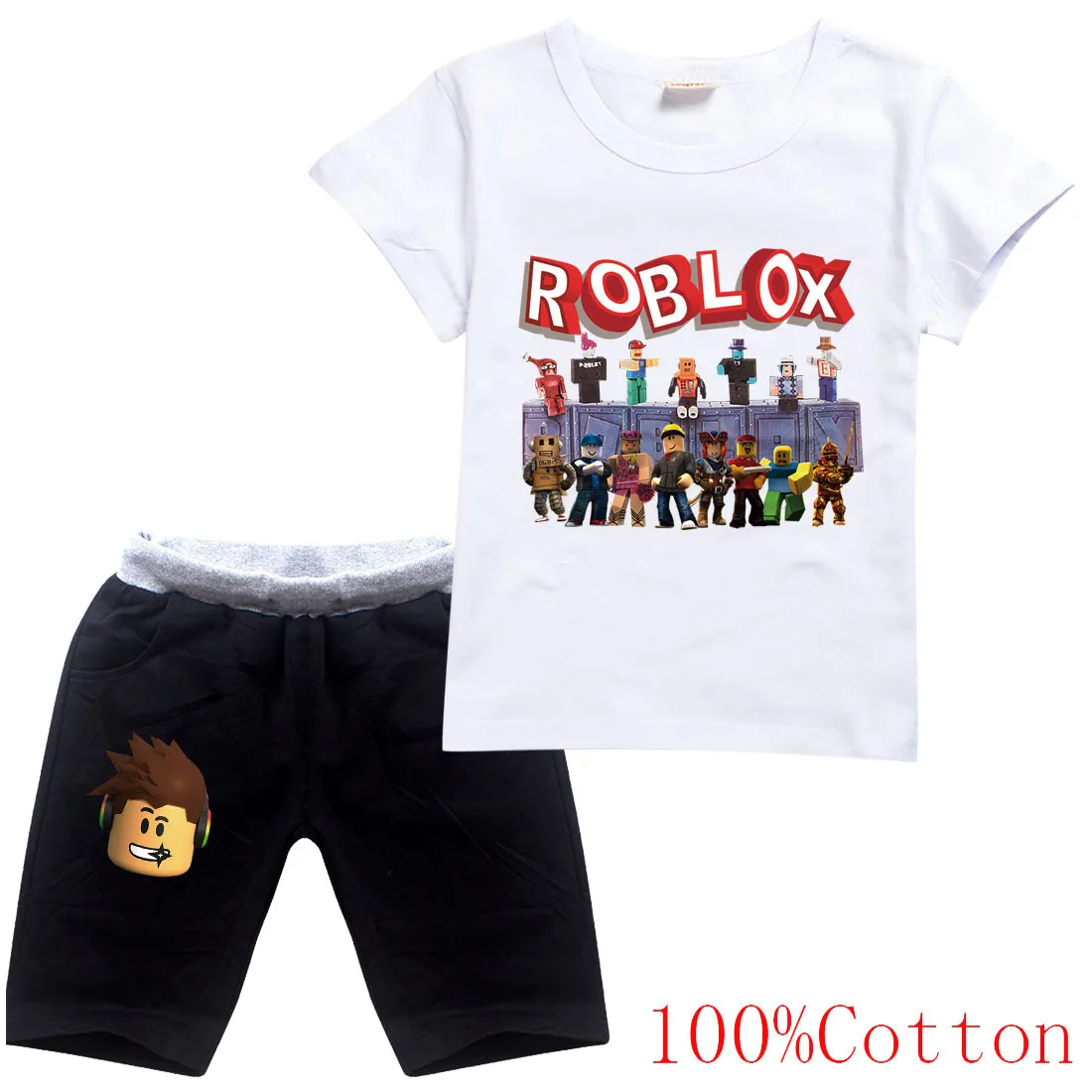 Детский классический Пижамный костюм для мальчиков и девочек летние хлопковые