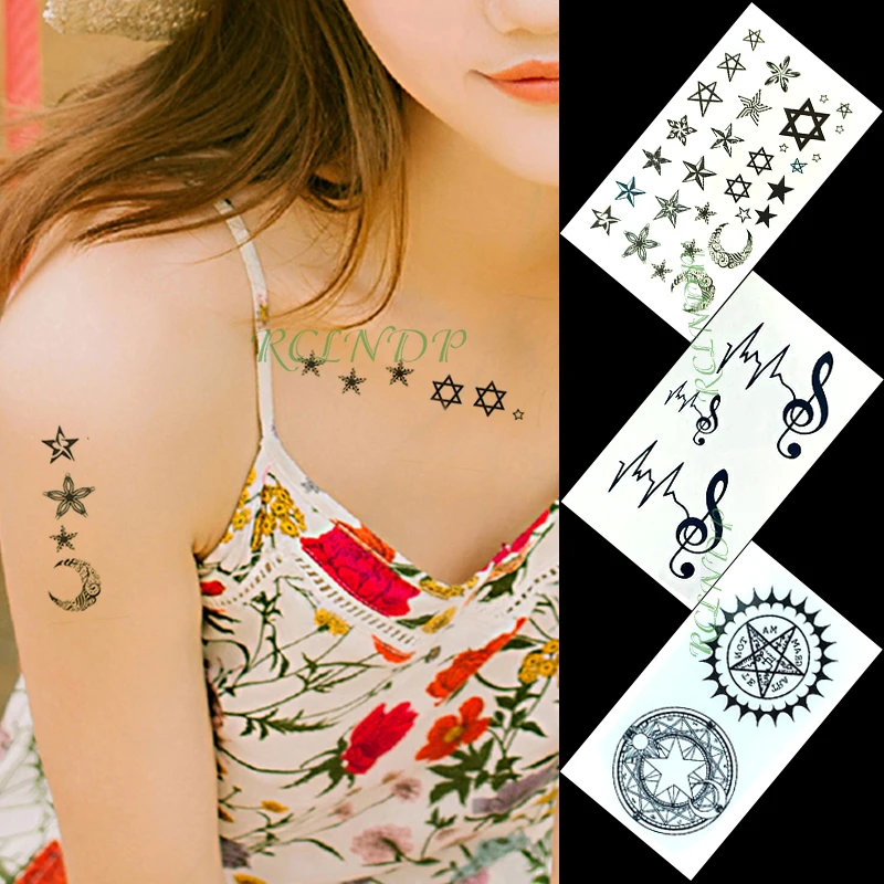 

Waterproof Temporary Tattoo Sticker moon star symbol musical note small art tatto flash tatoo fake tattoos for women men kid
