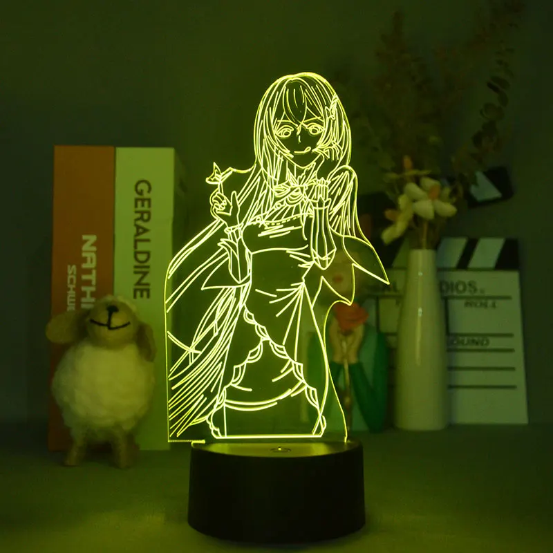 

Acrylic Night Light LED Room 3D Desk Lamp Smart Phone Control Nightlight Re Zero Echidna Home Decor Kids Birthday Holiday Gift