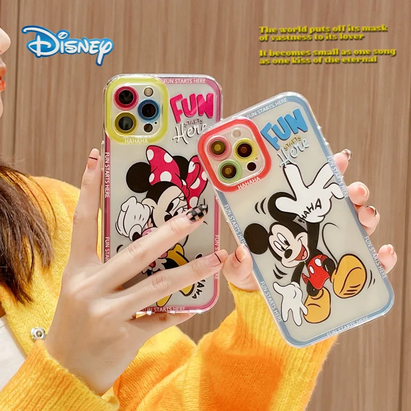 

Disney Mickey Minnie Phone case for iPhone 13 12 11 Pro Max Mini XR XS 7 8 Plus SE Cartoon Cute Anti-Fall Cellphone Covers