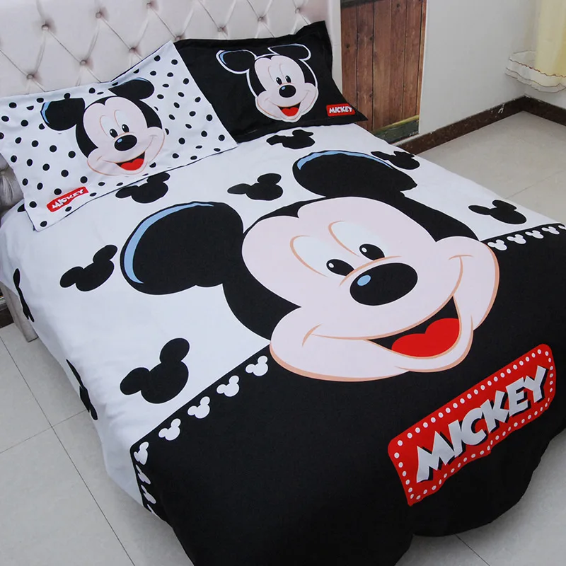 

Mickey Bedding Set Disney Mickey Mouse Cute Duvet Cover Pillowcases Double Twin Full Queen King Size Kids Bedlinen Home Textiles