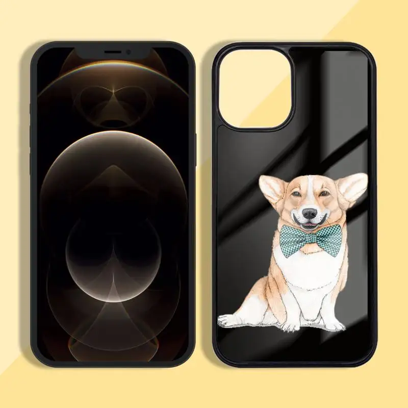 

Corgi Dog Black pattern Phone Case Silicone TPU+PC For iPhone11 12 mini Pro MAX 7 8 Plus X XR XS Samsung S20 10 9 8 Plus ultra