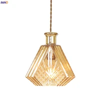 iwhd nordic modern copper pendant lights beside dinning living room light amber glass bottle led pendant lamp hanglamp lighting