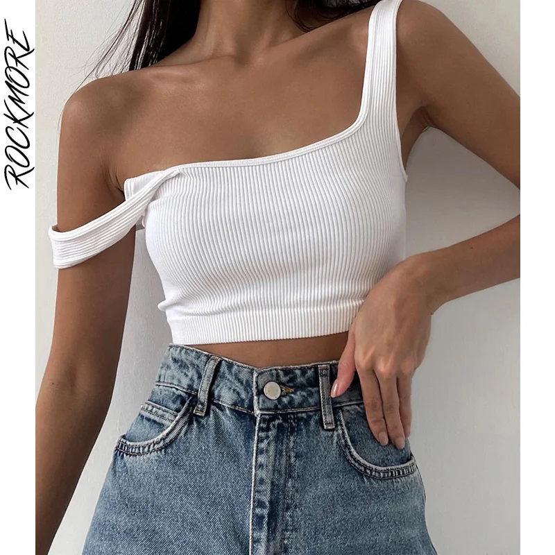 

Rockmore Casual Knitted Tank Top Women Streetwear Crop Tops Solid Sleeveless Vests Female Backless Camisole Sexy Corset Fashion