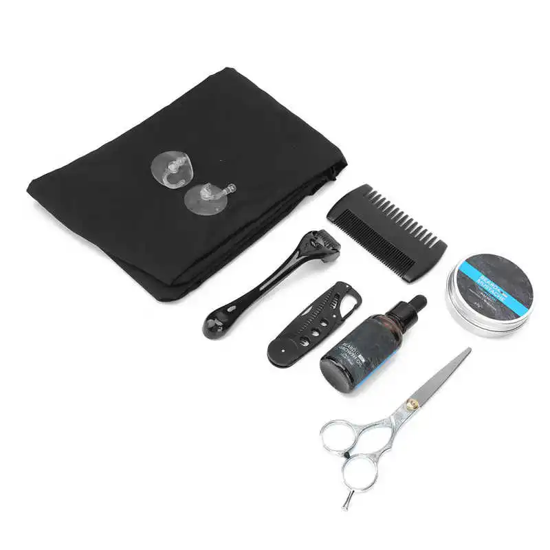 

Male Care Male Grooming Beard Care Oil Cream Roller Comb Trimming Scissors Apron Set Beard Grooming Kit For Beard Growth