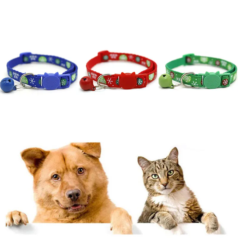 

Nylon Christmas Snowflake Print Collar Cats Accessories with Safety Buckle Collar Adjustable Neck Strap For Kitten Pet Supplies