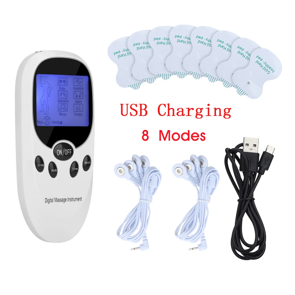Item two USB 8/16 режим Tens EMS устройство USB и штекер обезболивающий терапия импульсный массаж стимуляция мышц с 4 электродными подушечками электро - Цвет: Item two USB