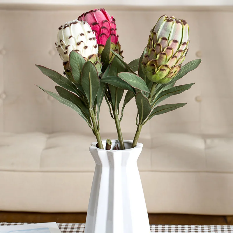 NEW large Artificial Protea Cynaroides silk+plastic flowers for Wedding Decorations wreath fake Plants flores artificiales | Дом и сад