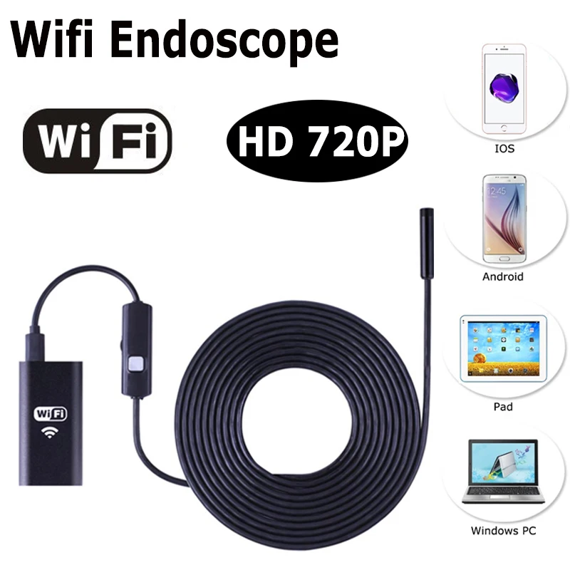 Wifi эндоскоп камера беспроводная HD 720P 8 мм объектив 7 м 10 змея USB Iphone Android бороскоп IOS