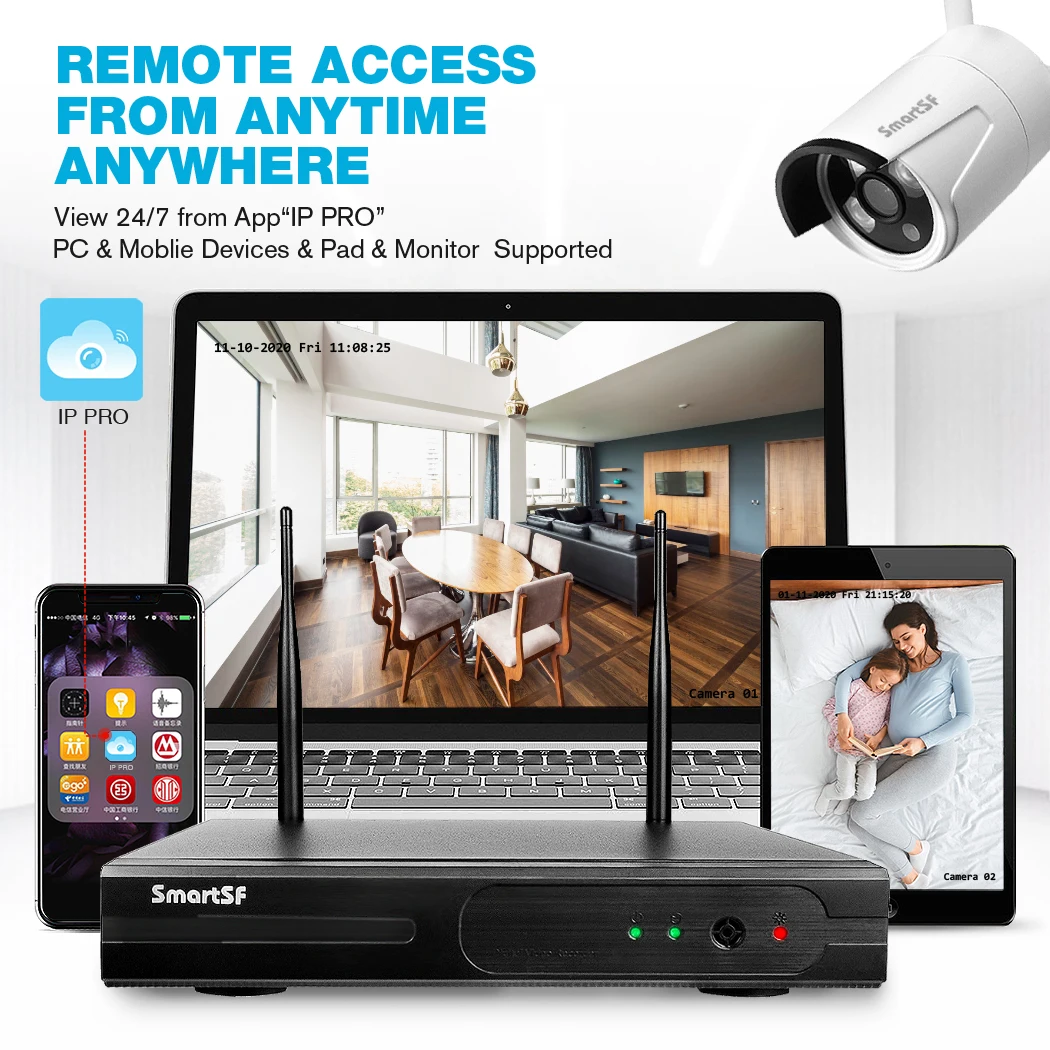 

1080P Wireless Security Camera System 4CH NVR 4Pcs Outdoor WiFi Surveillance Camera with Night Vision Motion Detection Waterproo