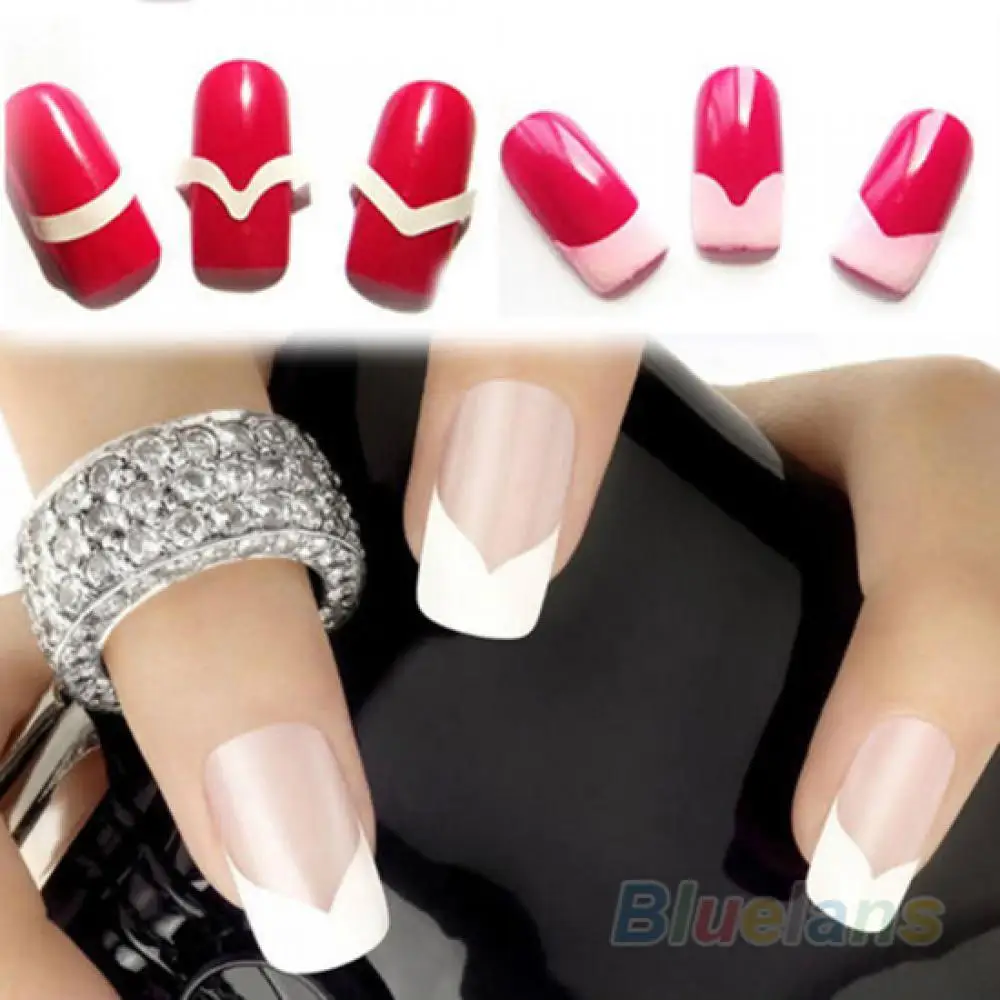

70% Hot Sale 48Pcs 18 Style Nail Art Guide Tips Hollow Stencils Sticker French Manicure Template 3D Vinyls Decals Form Styling