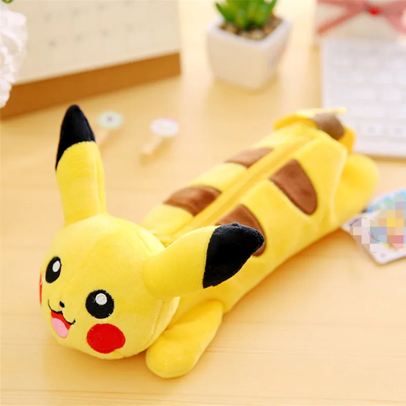 Pencil Case 25 см супер прекрасный Аниме Пикачу пенал маски для глаз плюшевые игрушки, забавные ручки сумка для монет куклы для детей день рождения рождественские подарки - Цвет: Pencil Case