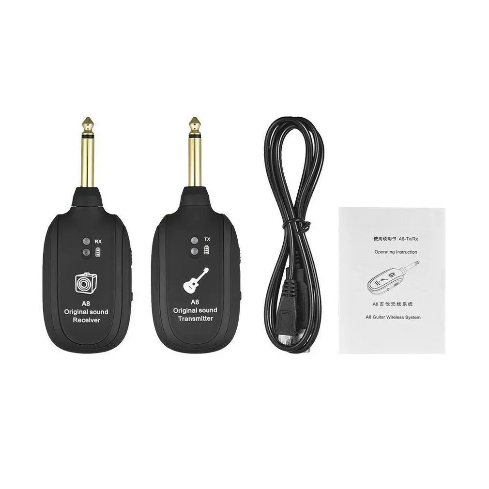 

A8 UHF Wireless Guitar System Transmitter Receiver 50M UHF Guitar Wireless System Transmitter Receiver Built-in Rechargeable