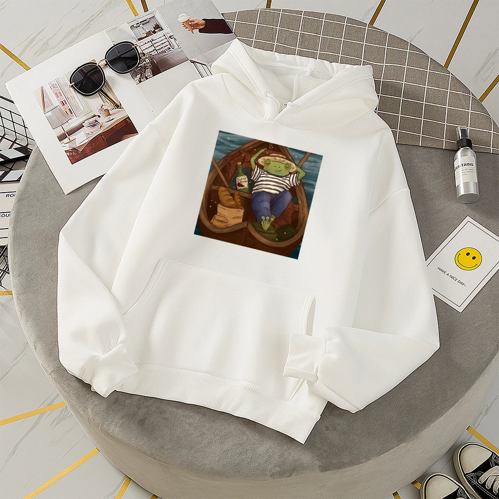 Hoodie Harajuku Ulzzang Frog Hooded Custom Sweatshirt Oversize Women Sweetshirt Vintage Womens Long Sleeve Hooded Sweatshirt