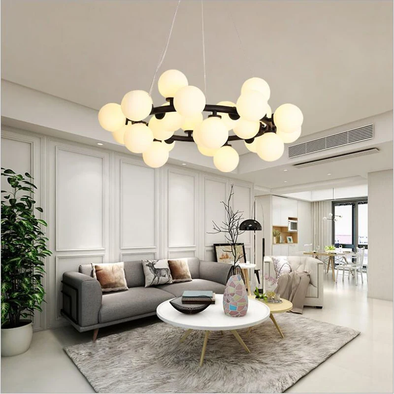 

Modern Pendant Lights Creative Art Design Nordic Luxury Glass Ball Magic Bean Living Dining Room Bar Cafe Fixed Hanging Lamps