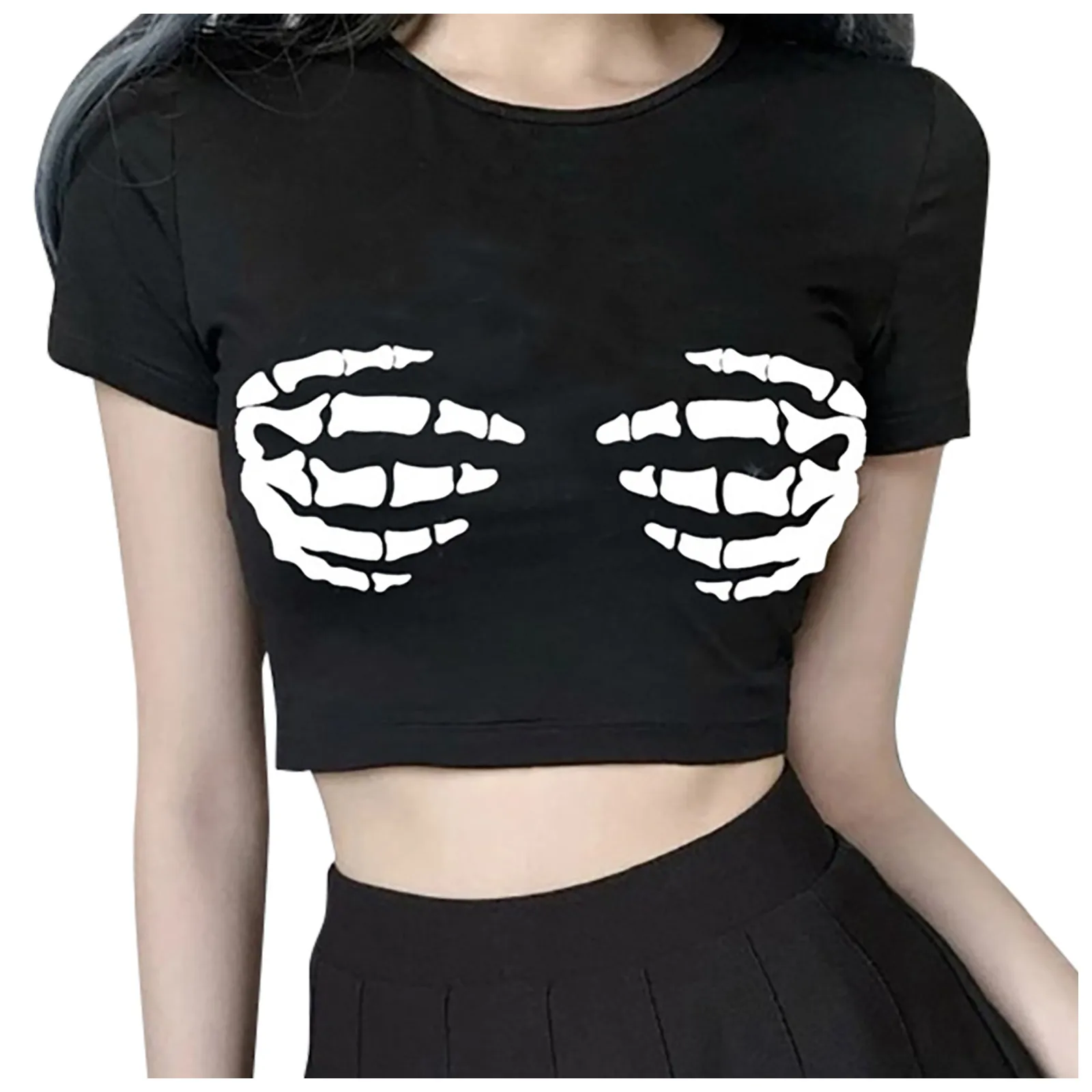 Летний кроп-топ Y2K с коротким рукавом Женская Блестящая футболка надписью