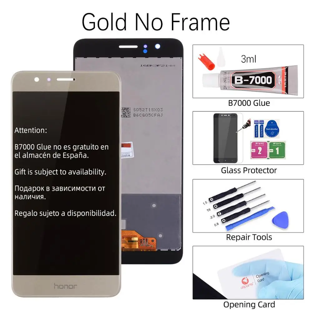 Дисплей для huawei Honor 8 Ремонт сенсорного ЖК-экрана с рамкой для Honor 8 ЖК-дисплей 5,2 ''frd-l09 FRD-L19 - Цвет: No Frame Gold