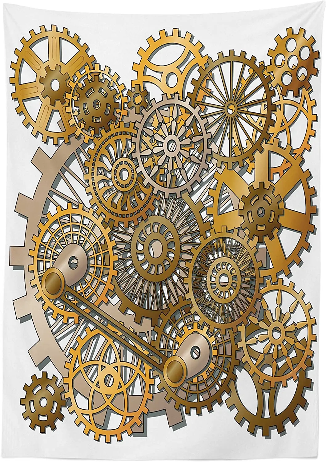 Уникальная скатерть с изображением часов механический дизайн в стиле стимпанк