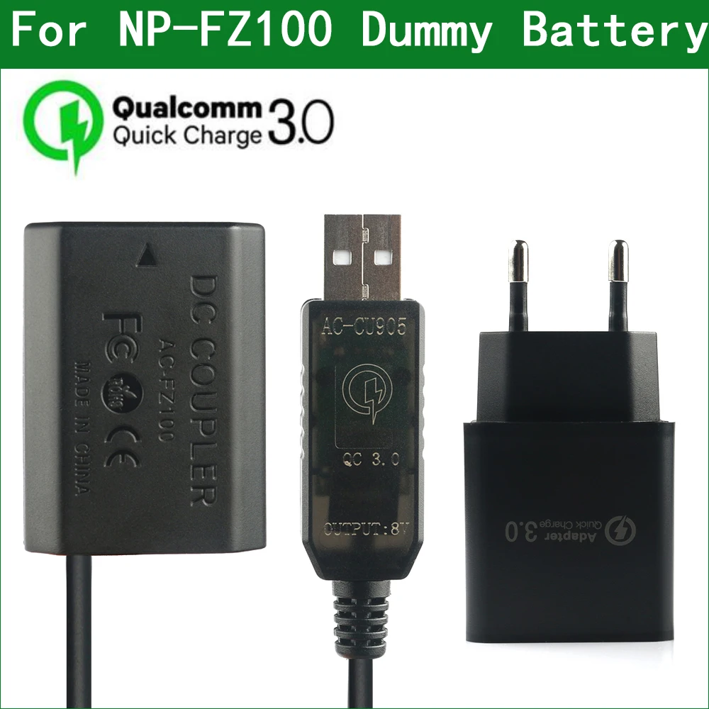 NP-FZ100 NP FZ100 NPFZ100 Dummy Battery AC-FZ100 DC Coupler for Sony ILCE-6600 ILCE-7C ILCE-7M3 ILCE-7M3K ILCE-7RM3 ILCE-7RM4