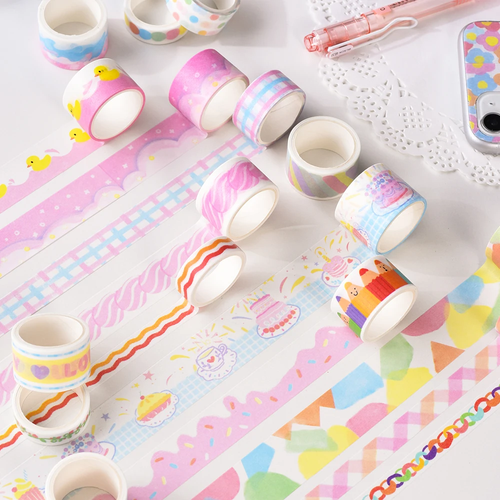 20 рулонов набор декоративного скотча Васи Kawaii корейские Канцтовары декоративная