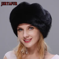 jeryafur whole mink fur winter hats women real mink fur warm genuine fur caps with flower new brand female hat