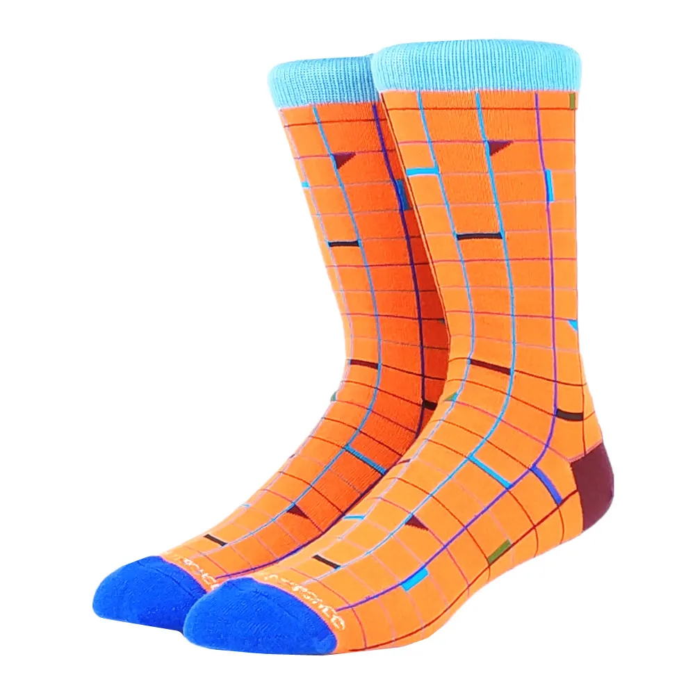 

Men's Orange Grid Socks