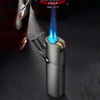 cool three straight charge with cigar cutter butane gas lighter cigar windproof wormwood cigarette lighter mens gifts gadgets