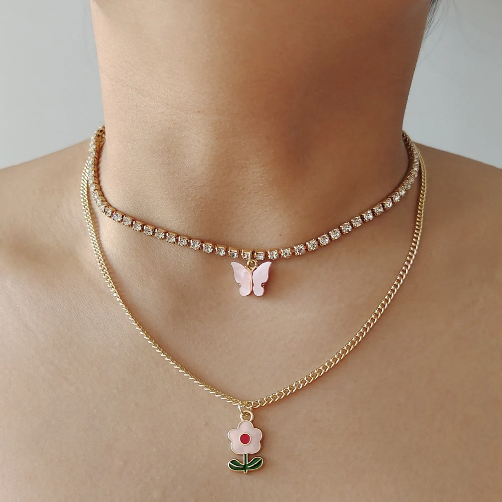 Женское ожерелье с подвеской-бабочкой в стиле хип-хоп | Украшения и аксессуары