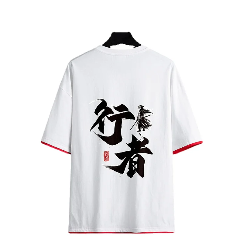 

2021 Summer New National Fashion Holiday Two Multi-Color And Large Size Couples Short Sleeved Tops INS Cotton T-Shirts