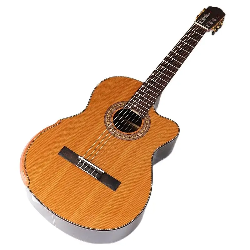hochglanz solide red cedar 39 zoll klassische elektrische gitarre 6 string 19f klassische gitarre natürliche clolor mit armlehne knochen mutter f