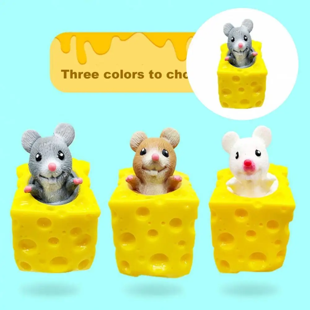 

Rebound Toy Durable Cute Design Easy To Clean Squeezable Mouse Cheese Stress Toy Squeezable Toy for Children