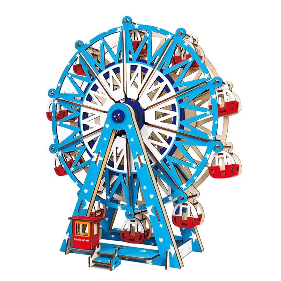 Колесо обозрения 3D деревянные строительные кирпичи модель игрушки лазерная