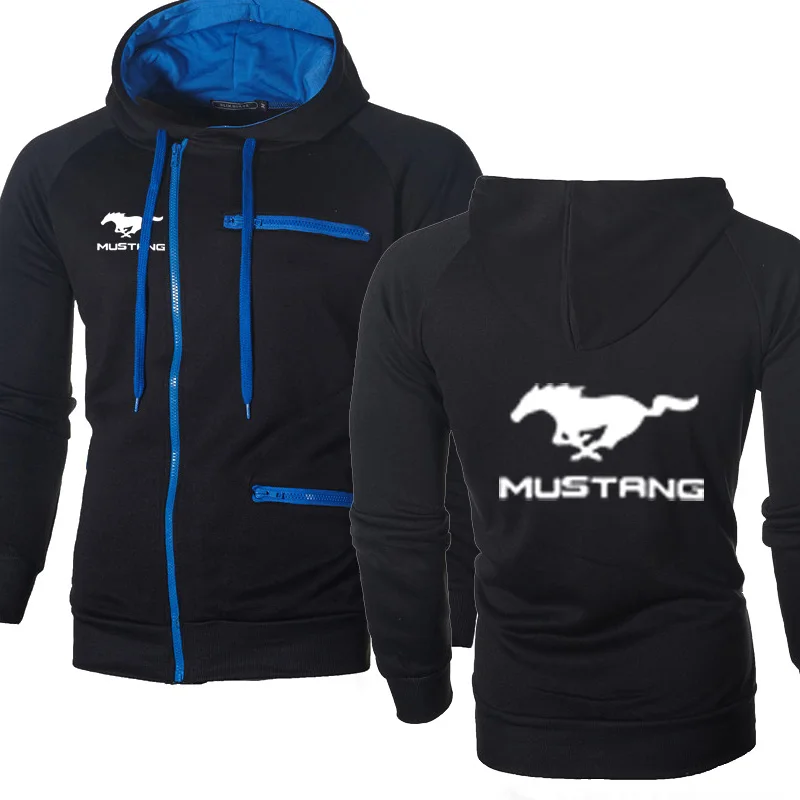 Толстовка мужская с капюшоном и логотипом машины Mustang модная флисовая хлопковая