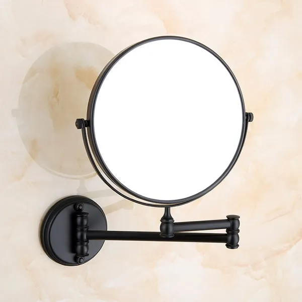 Oil Rubbed Bronze 8 дюймов круглое зеркало для макияжа складное настенное крепление 3X увеличивающее зеркало Двухстороннее регулируемое зеркала для ванной комнаты KD002 - Цвет: Oil Rubbed Bronze