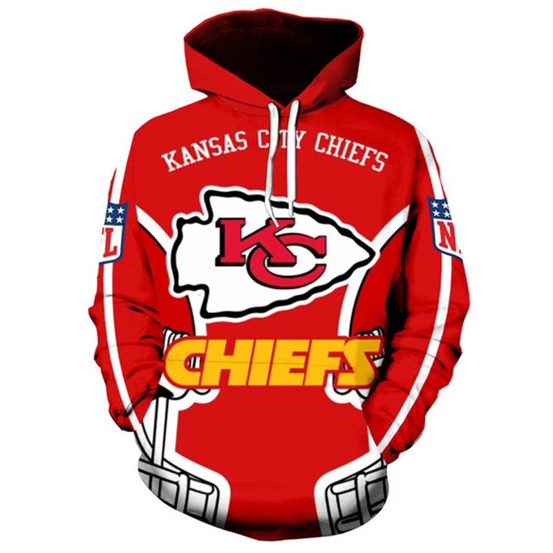 

Kansas City fashion cool American Football 3d hoodies sportswear Geometric red helmet letter print Chiefs sweatshirt Hoody