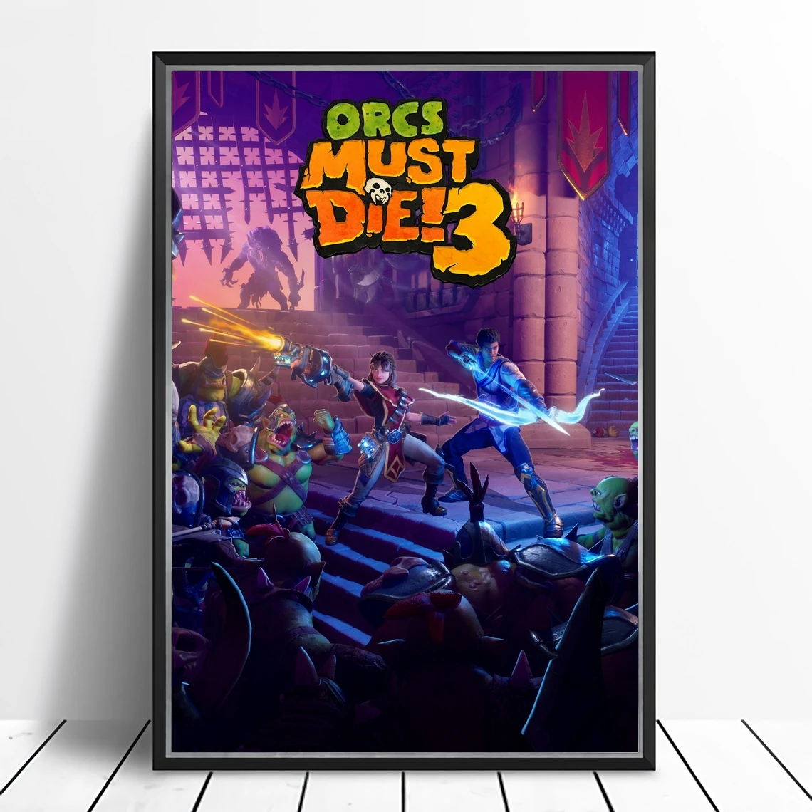 

Орки должны умереть! Холщовый постер для видеоигр 3 дюймов (без рамки)