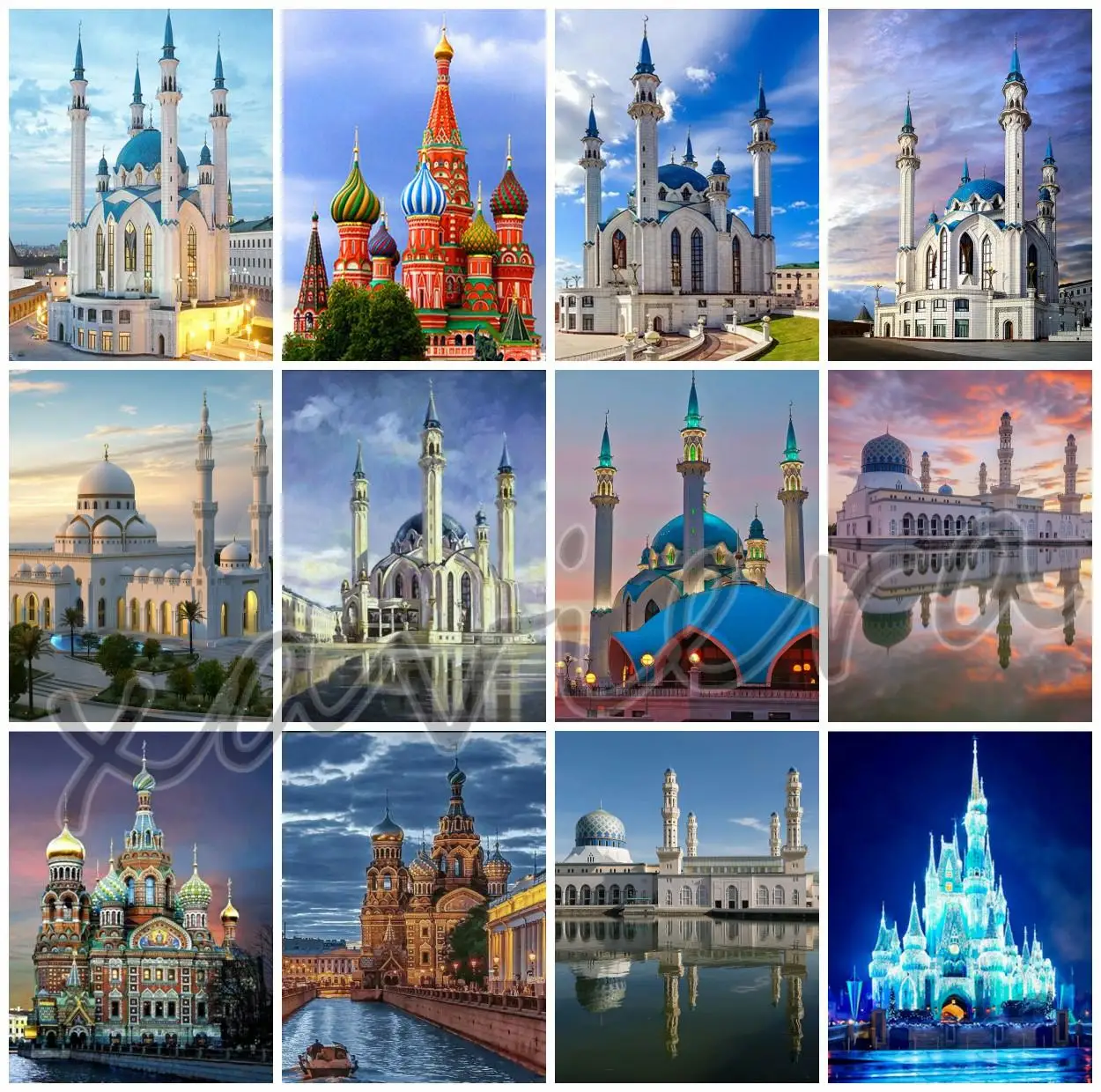 

Xaviera 5D Diy Diamond Painting European Architecture Mosque Rhinestone Mosaic Cross Stitch Landscape Full Drill Embroidery Kit