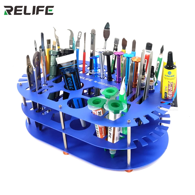 

RELIFE RL-001D Storage Rack Welding Oil Tweezers Screwdriver Storage Box For Mobile Phone Repair Desk Desktop Finishing Tools